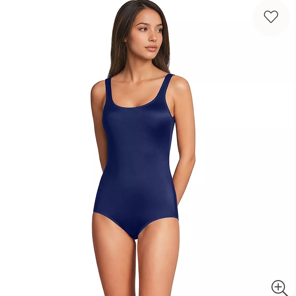 Lands End Navy Scoop Neck Swimsuit